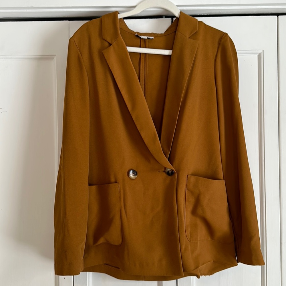 Topshop Mustard Double Breasted Blazer